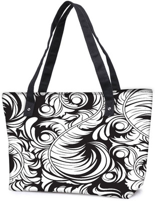 

Snoogg Pack Of 2 White Big Leaves Combo Tote Shopping Grocery Bag With Coin Pencil Purse Shoulder Bag(Multicolor, 5 L)