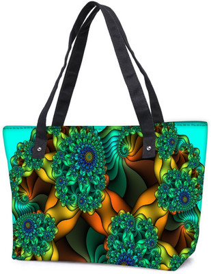 

Snoogg Pack Of 2 Fractal Abysses Abstract Combo Tote Shopping Grocery Bag With Coin Pencil Purse Shoulder Bag(Multicolor, 5 L)