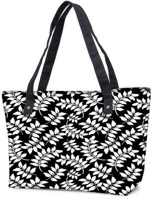 

Snoogg Pack Of 2 White Leaf Black Pattern Combo Tote Shopping Grocery Bag With Coin Pencil Purse Shoulder Bag(Multicolor, 5 L)