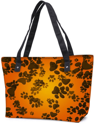 

Snoogg Pack Of 2 Dog Paws Orange Background Combo Tote Shopping Grocery Bag With Coin Pencil Purse Shoulder Bag(Multicolor, 5 L)