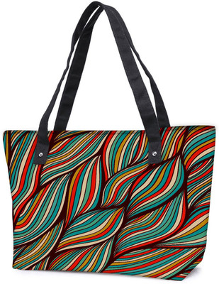 

Snoogg Pack Of 2 Vector Hand Drawn Waves Texture Combo Tote Shopping Grocery Bag With Coin Pencil Purse Shoulder Bag(Multicolor, 5 L)
