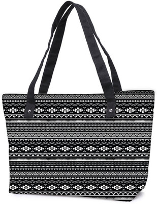 

Snoogg Pack Of 2 Black And White Aztec Combo Tote Shopping Grocery Bag With Coin Pencil Purse Shoulder Bag(Multicolor, 15 L)