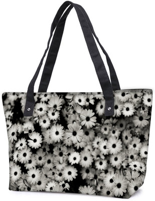 

Snoogg Pack Of 2 Black And White Flowers Combo Tote Shopping Grocery Bag With Coin Pencil Purse Shoulder Bag(Multicolor, 15 L)