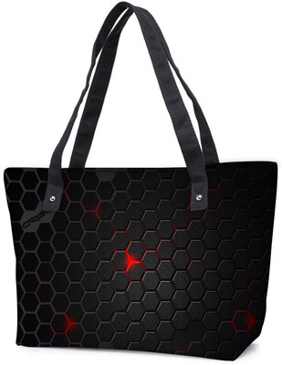 

Snoogg Pack Of 2 Black Honey Comb Combo Tote Shopping Grocery Bag With Coin Pencil Purse Shoulder Bag(Multicolor, 5 L)