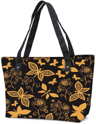 

Snoogg Pack Of 2 Golden Butterfly Combo Tote Shopping Grocery Bag With Coin Pencil Purse Shoulder Bag(Multicolor, 5 L)