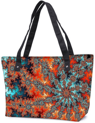 

Snoogg Pack Of 2 Fractal Flower Abstract Combo Tote Shopping Grocery Bag With Coin Pencil Purse Shoulder Bag(Multicolor, 5 L)