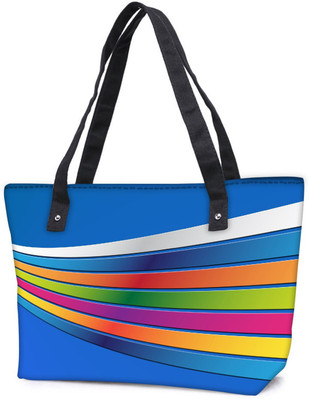 

Snoogg Pack Of 2 Blue Background Strips Combo Tote Shopping Grocery Bag With Coin Pencil Purse Shoulder Bag(Multicolor, 5 L)