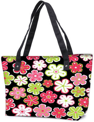 

Snoogg Pack Of 2 Colorful Flowers Black Pattern Combo Tote Shopping Grocery Bag With Coin Pencil Purse Shoulder Bag(Multicolor, 15 L)