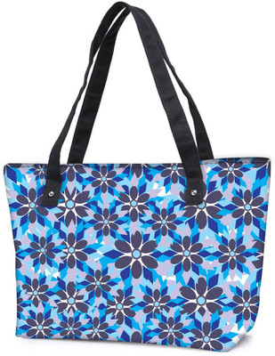 

Snoogg Pack Of 2 Grey Floral Blue Combo Tote Shopping Grocery Bag With Coin Pencil Purse Shoulder Bag(Multicolor, 15 L)