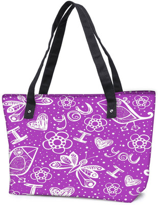 

Snoogg Pack Of 2 I Love You Purple Pattern Combo Tote Shopping Grocery Bag With Coin Pencil Purse Shoulder Bag(Multicolor, 5 L)