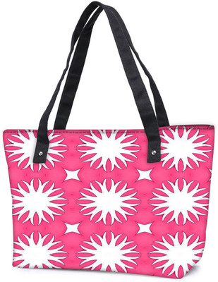

Snoogg Pack Of 2 White Floral Pink Combo Tote Shopping Grocery Bag With Coin Pencil Purse Shoulder Bag(Multicolor, 5 L)