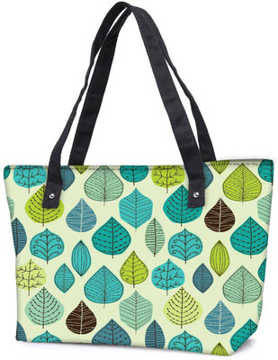 

Snoogg Pack Of 2 Dark Blue Leaves Combo Tote Shopping Grocery Bag With Coin Pencil Purse Shoulder Bag(Multicolor, 15 L)