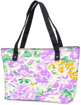 

Snoogg Pack Of 2 White And Pink Floral Pattern 2482 Combo Tote Shopping Grocery Bag With Coin Pencil Purse Shoulder Bag(Multicolor, 5 L)