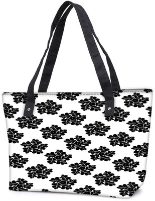 

Snoogg Pack Of 2 Black Floral Pattern Combo Tote Shopping Grocery Bag With Coin Pencil Purse Shoulder Bag(Multicolor, 5 L)