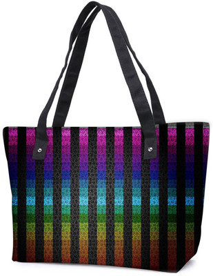 

Snoogg Pack Of 2 Colourful Stripe Combo Tote Shopping Grocery Bag With Coin Pencil Purse Shoulder Bag(Multicolor, 15 L)