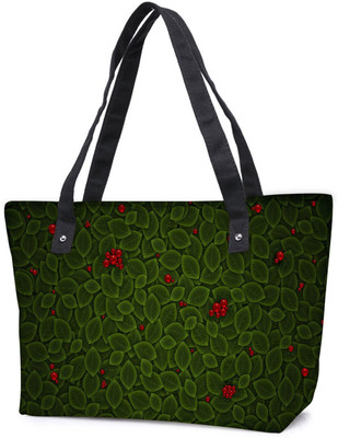 

Snoogg Pack Of 2 Leaves With Berry Combo Tote Shopping Grocery Bag With Coin Pencil Purse Shoulder Bag(Multicolor, 5 L)