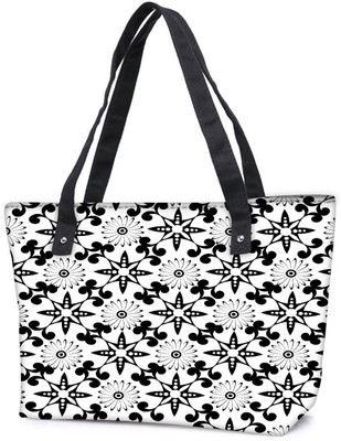 

Snoogg Pack Of 2 White Floral Black Combo Tote Shopping Grocery Bag With Coin Pencil Purse Shoulder Bag(Multicolor, 15 L)