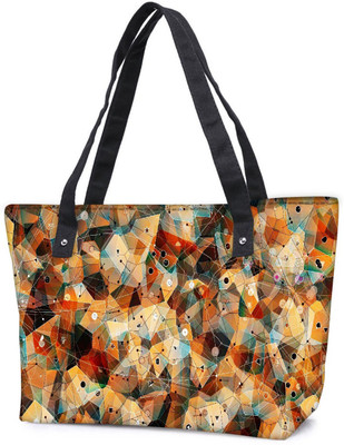 

Snoogg Pack Of 2 Geometric Laze Combo Tote Shopping Grocery Bag With Coin Pencil Purse Shoulder Bag(Multicolor, 15 L)