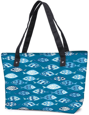 

Snoogg Pack Of 2 Fishes In Blue Pattern Combo Tote Shopping Grocery Bag With Coin Pencil Purse Shoulder Bag(Multicolor, 15 L)