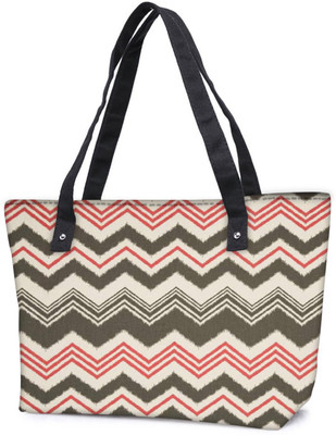 

Snoogg Pack Of 2 Grey Pink Waves 2499 Combo Tote Shopping Grocery Bag With Coin Pencil Purse Shoulder Bag(Multicolor, 5 L)