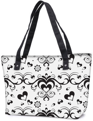 

Snoogg Pack Of 2 Black Heart Grey Pattern Combo Tote Shopping Grocery Bag With Coin Pencil Purse Shoulder Bag(Multicolor, 5 L)