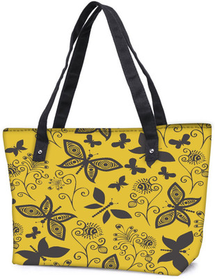 

Snoogg Pack Of 2 Black Butterfly Yellow Pattern Combo Tote Shopping Grocery Bag With Coin Pencil Purse Shoulder Bag(Multicolor, 15 L)