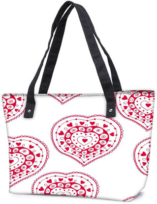 

Snoogg Pack Of 2 Red Heart White Pattern Combo Tote Shopping Grocery Bag With Coin Pencil Purse Shoulder Bag(Multicolor, 5 L)