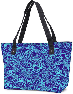 

Snoogg Pack Of 2 Abstract Neon Blue Pattern Combo Tote Shopping Grocery Bag With Coin Pencil Purse Shoulder Bag(Multicolor, 5 L)