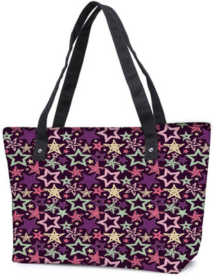 

Snoogg Pack Of 2 Star Pattern Purple Combo Tote Shopping Grocery Bag With Coin Pencil Purse Shoulder Bag(Multicolor, 15 L)