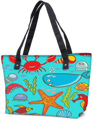 

Snoogg Pack Of 2 Colorful Fishes Combo Tote Shopping Grocery Bag With Coin Pencil Purse Shoulder Bag(Multicolor, 15 L)