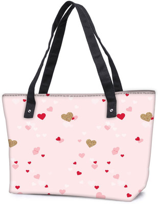 

Snoogg Pack Of 2 Heart Pattern Pink Combo Tote Shopping Grocery Bag With Coin Pencil Purse Shoulder Bag(Multicolor, 5 L)