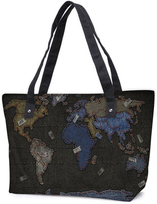 

Snoogg Pack Of 2 Black And Golden Map Combo Tote Shopping Grocery Bag With Coin Pencil Purse Shoulder Bag(Multicolor, 5 L)
