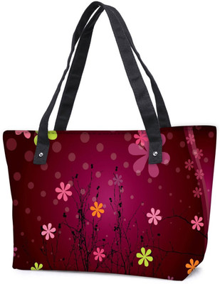 

Snoogg Pack Of 2 Cute Flower Graphic Combo Tote Shopping Grocery Bag With Coin Pencil Purse Shoulder Bag(Multicolor, 15 L)