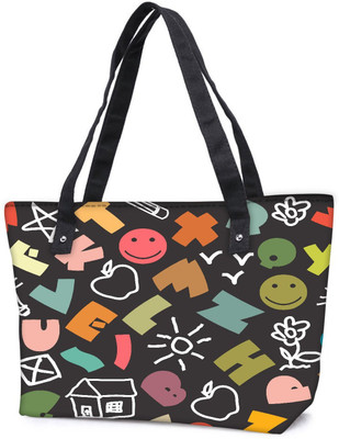 

Snoogg Pack Of 2 Colorful Alphabets Combo Tote Shopping Grocery Bag With Coin Pencil Purse Shoulder Bag(Multicolor, 15 L)