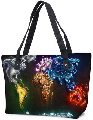 

Snoogg Pack Of 2 Think Map Combo Tote Shopping Grocery Bag With Coin Pencil Purse Shoulder Bag(Multicolor, 15 L)