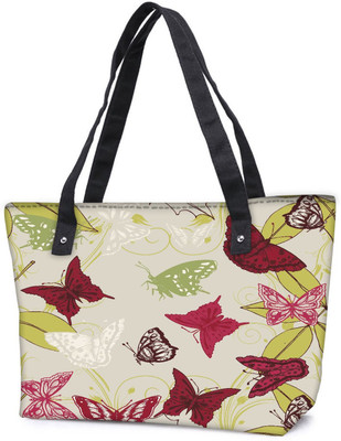 

Snoogg Pack Of 2 Red Butterflies Combo Tote Shopping Grocery Bag With Coin Pencil Purse Shoulder Bag(Multicolor, 15 L)