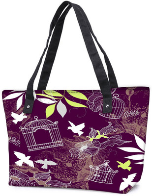 

Snoogg Pack Of 2 Birds And Bird Cages Seamless Pattern Combo Tote Shopping Grocery Bag With Coin Pencil Purse Shoulder Bag(Multicolor, 5 L)