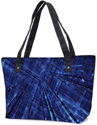 

Snoogg Pack Of 2 Blue Grid Abstract Combo Tote Shopping Grocery Bag With Coin Pencil Purse Shoulder Bag(Multicolor, 5 L)