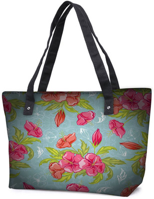 

Snoogg Pack Of 2 Colorful Florals Combo Tote Shopping Grocery Bag With Coin Pencil Purse Shoulder Bag(Multicolor, 15 L)