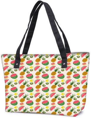

Snoogg Pack Of 2 Fruit Healthy Pattern Combo Tote Shopping Grocery Bag With Coin Pencil Purse Shoulder Bag(Multicolor, 15 L)