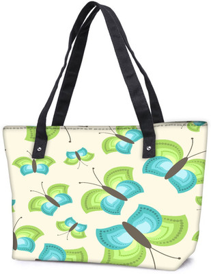 

Snoogg Pack Of 2 Blue Green Butterfly Combo Tote Shopping Grocery Bag With Coin Pencil Purse Shoulder Bag(Multicolor, 5 L)