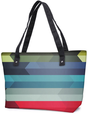 

Snoogg Pack Of 2 Abstract Colorful Strips Combo Tote Shopping Grocery Bag With Coin Pencil Purse Shoulder Bag(Multicolor, 15 L)
