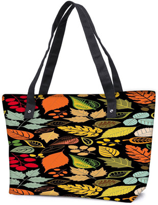 

Snoogg Pack Of 2 Colorful Leaves Black Combo Tote Shopping Grocery Bag With Coin Pencil Purse Shoulder Bag(Multicolor, 15 L)