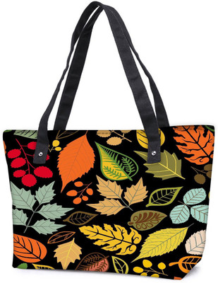 

Snoogg Pack Of 2 Colorful Leaves Black Combo Tote Shopping Grocery Bag With Coin Pencil Purse Shoulder Bag(Multicolor, 5 L)