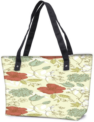 

Snoogg Pack Of 2 Red Flower Pattern Combo Tote Shopping Grocery Bag With Coin Pencil Purse Shoulder Bag(Multicolor, 15 L)