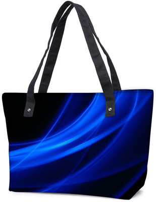 

Snoogg Pack Of 2 Blue Waves In Black Combo Tote Shopping Grocery Bag With Coin Pencil Purse Shoulder Bag(Multicolor, 15 L)