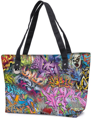 

Snoogg Pack Of 2 Street Art Wall Combo Tote Shopping Grocery Bag With Coin Pencil Purse Shoulder Bag(Multicolor, 15 L)