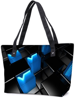 

Snoogg Pack Of 2 Abstract Blue V Design Combo Tote Shopping Grocery Bag With Coin Pencil Purse Shoulder Bag(Multicolor, 15 L)