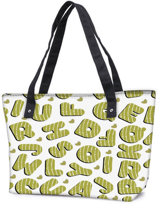 

Snoogg Pack Of 2 Green Alphabets Combo Tote Shopping Grocery Bag With Coin Pencil Purse Shoulder Bag(Multicolor, 15 L)