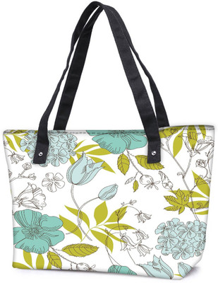 

Snoogg Pack Of 2 Green Leaves White Combo Tote Shopping Grocery Bag With Coin Pencil Purse Shoulder Bag(Multicolor, 15 L)